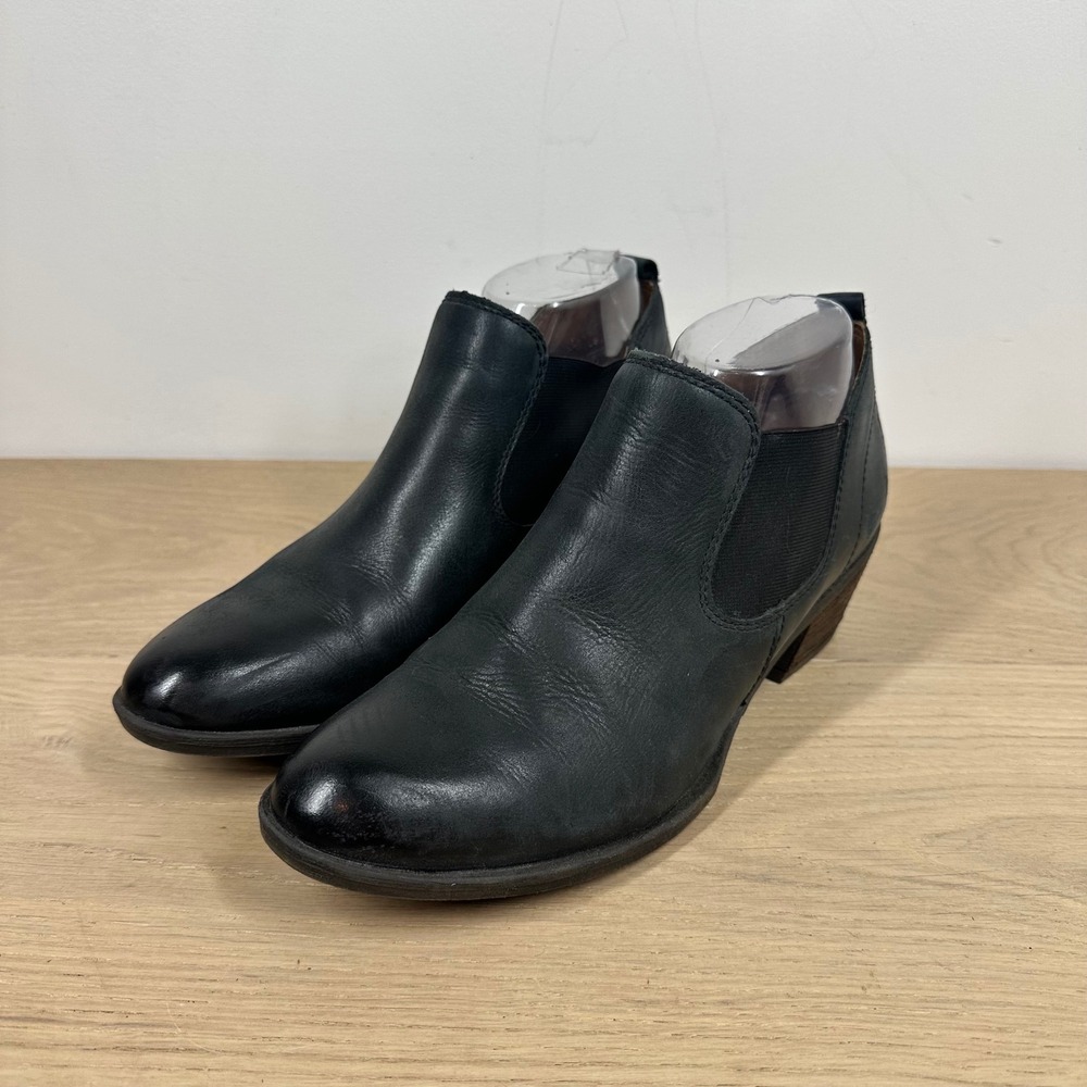Josef Seibel Ankle Boots Women 10 Black Leather Chelsea Block Heel Western